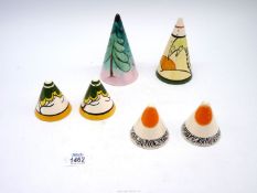 A small quantity of conical shape Elements of Fire salt & peppers including 'Enchanted Forest'