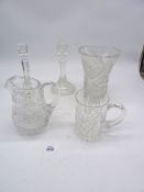 A quantity of glass including pair of ROC candlesticks, Galway jug,