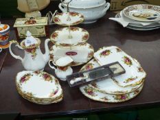 A quantity of Royal Albert 'Old Country Roses' china including three tier cake stand and plates,