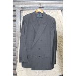 A grey check double breasted suit by Austin Reed, 100% wool, jacket 46" chest, waist 44", leg 32".