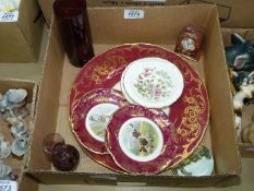 A quantity of china to include a Royal Worcester plate decorated with gold and flowers,