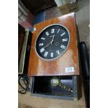 A two train movement Russian wall Clock with pendulum but no key, 17 1/2" x 5 1/4" x 11 1/4" wide.