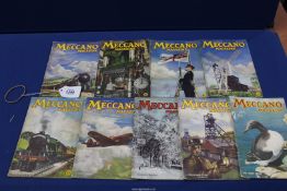 Nine "Meccano Magazine" from the 1940's.