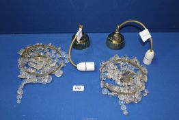 A pair of glass chandelier light fittings a/f.