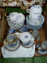 A Decore Depose part coffee set, cups and saucers with tulip detail, West German bowls, plates etc.