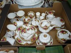 A quantity of Royal Albert 'Old Country Roses' china including mugs, egg cups, preserve pots,