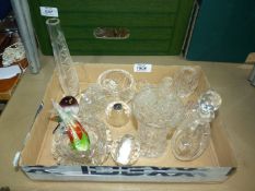 A small quantity of glass including cruets, vinegar bottle, bud vase, fish and bird.