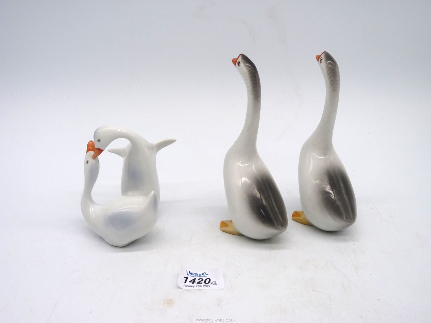 Three Hollohaza figures of Geese. - Image 2 of 3