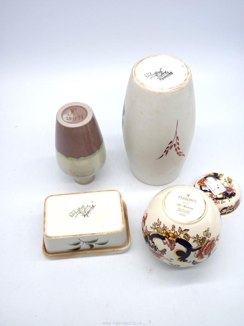 A quantity of china to include; a large Radford vase and butter dish, Cobridge stoneware vase, - Image 3 of 3