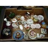 A quantity of small china items including Herend rose (chipped), Japanese cup and saucer,