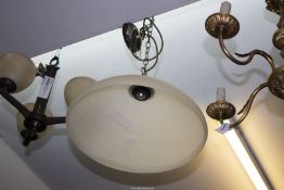 A large frosted glass ceiling light, 15 1/2'' diameter.