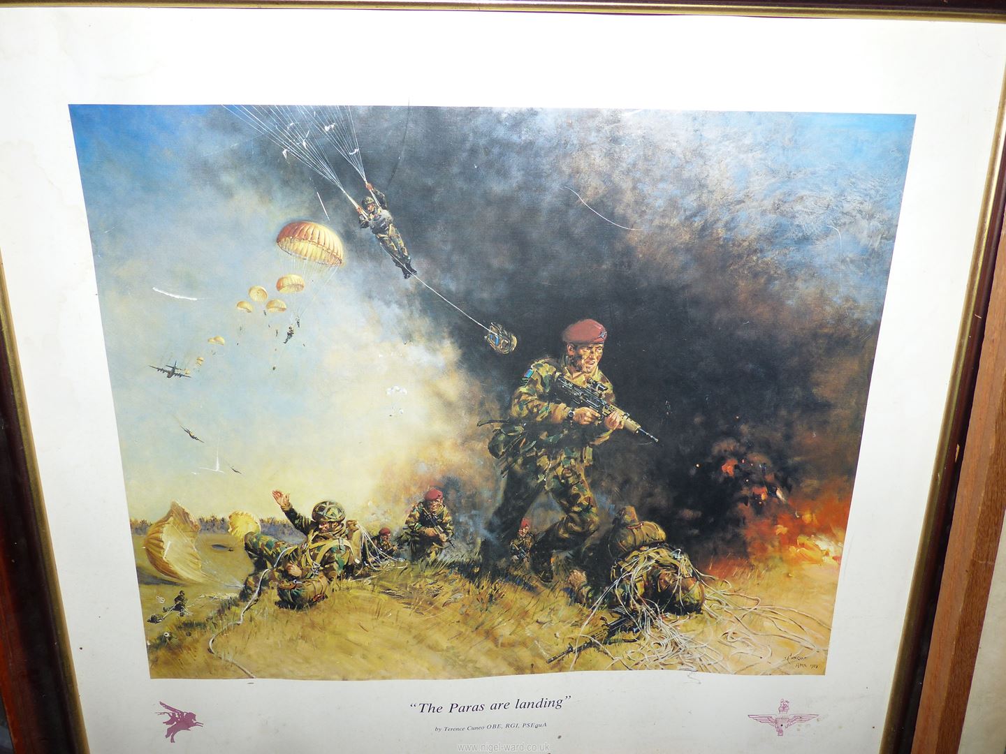 A framed Print 'The Paras Are Landing' by Terence Cuneo, - Image 4 of 4