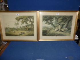 A pair of framed Hunting Prints titled 'Rabbit Shooting' and 'Partridge Shooting',