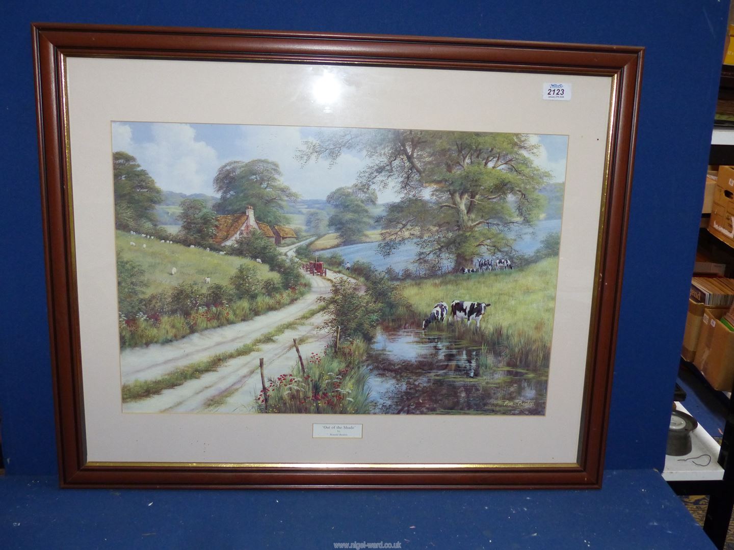 A framed and mounted Print titled "Out of The Shade" by Ron Beaton, 30 3/4" x 24 3/4".