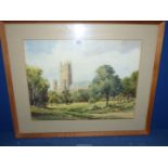 A framed and mounted Watercolour depicting Ely Cathedral, signed lower left C.V.