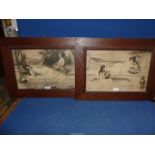 A pair of wooden framed Prints of classical maidens in the style of Herbert Horwitz.