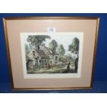 A framed and mounted Lithograph titled 'La Maison de J.F. Millet', 18 1/4" x 15 3/4".