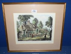 A framed and mounted Lithograph titled 'La Maison de J.F. Millet', 18 1/4" x 15 3/4".