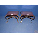 A rare pair of late 19th century heavy copper Arts & Crafts kettle trivets standing on scroll shape