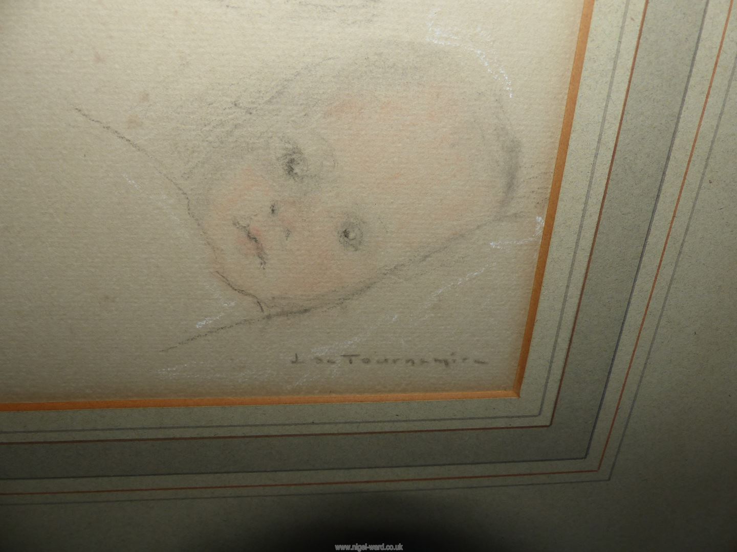 A page of Watercolour studies of an infant, signed De Tournemine, circa 1900. - Image 2 of 2