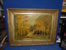 A large framed oil on canvas of a hunting scene 'The Chase', 26 ¼” x 18 ½”.
