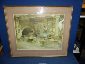 A large framed Print signed in pencil 'William Russell-Flint' titled 'Provincial Caprice',