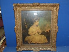 An ornately framed Medici Print "The Age of Innocence" after the painting by Sir Joshua Reynolds,