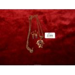 A 'Van Dell' pendant and earrings set, yellow metal, stamped 1/20 12k GF',