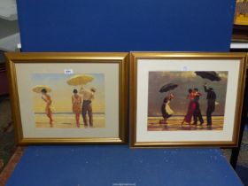A framed pair of Jack Vettriano Prints titled 'Singing Butler' and 'Mad Dogs'.