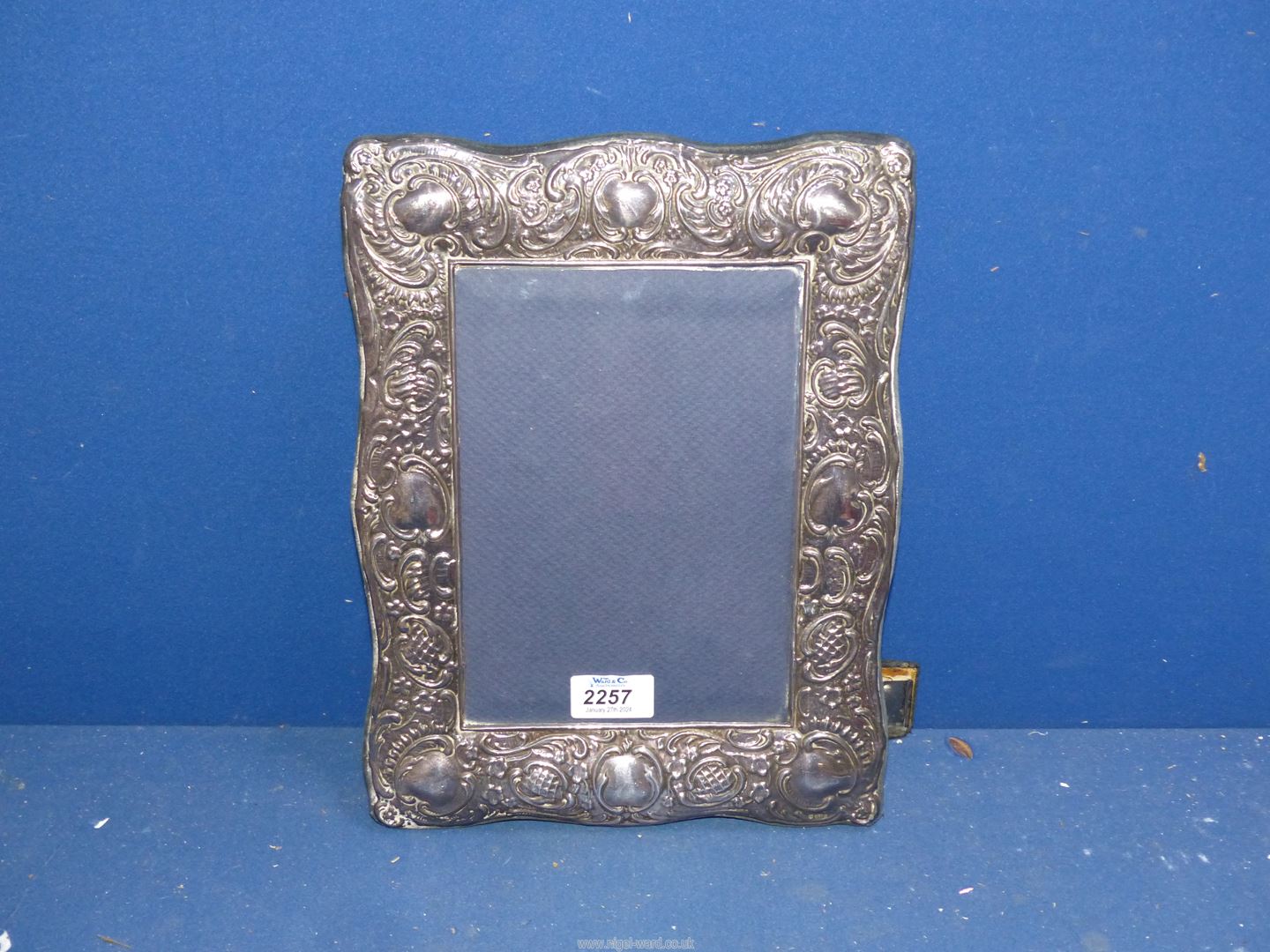 A silver fronted photograph frame, Birmingham, date code indistinct but possibly 1991, maker RH,