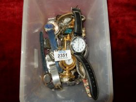 A box of watches including Lorus, Sekonda, Accurist, etc., all a/f.
