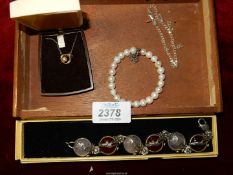 A 925 silver and mineral DiaDem bracelet, sterling silver necklaces,