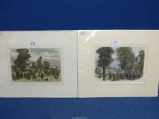 Two mounted hand coloured Prints titled 'Opening of Crystal Palace in the Royal Old Walls Gardens