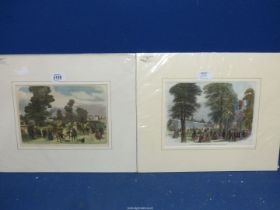 Two mounted hand coloured Prints titled 'Opening of Crystal Palace in the Royal Old Walls Gardens