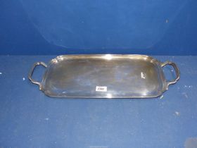 A heavy rectangular Silver, two handled serving Tray, Sheffield 1960, makers Viners Ltd.