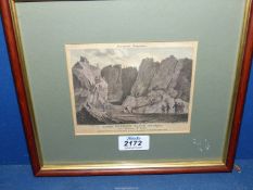 A framed and mounted engraving of Lord Penryn's slate quarry near Bangor, North Wales,