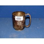 A silver Christening mug with engraved initials, Sheffield 1917, makers Thomas Bradbury & Sons Ltd.