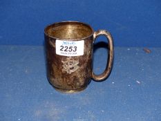 A silver Christening mug with engraved initials, Sheffield 1917, makers Thomas Bradbury & Sons Ltd.