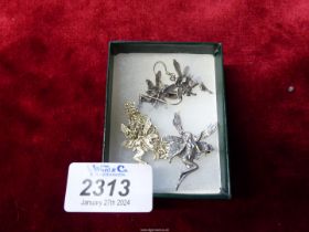 A 925 silver 'Fairy' earrings, necklace and brooch set, boxed.