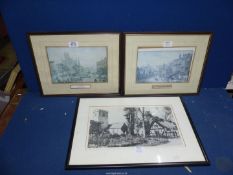 Three framed Prints to include Village church and cottage,