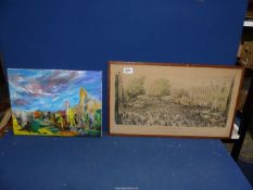 Two pictures to include; an unframed Oil on canvas signed verso 'P.