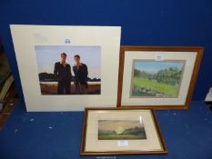 A quantity of pictures to include a framed and mounted Watercolour titled verso 'Fishing at