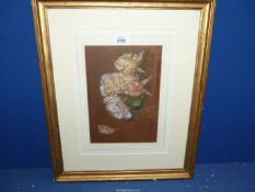 Arthur Kynaston (1876-1919), "Roses", still life pastel study, frame 20 5/8" x 16 3/4".