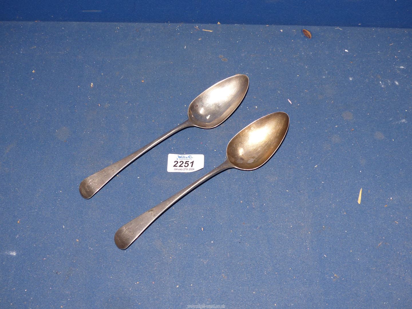A pair of George III Silver serving Spoons, London 1791, makers George Smith (III) & William Fearn,