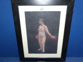 A pastel of a Nude man.