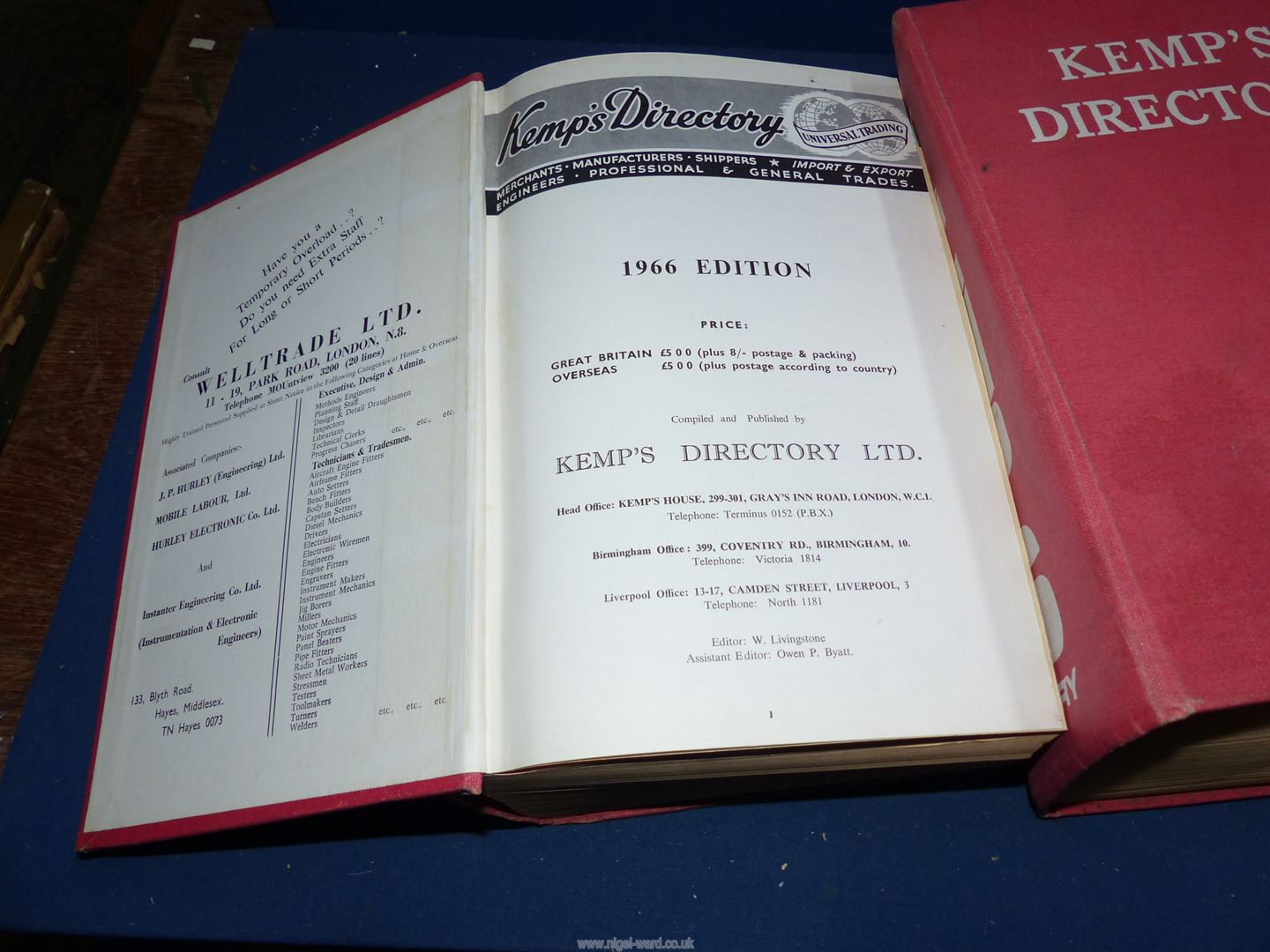 Four volumes of Kemp's Directory Ltd. dating 1966, '69, '70, '71 and '71/'72. - Image 2 of 2