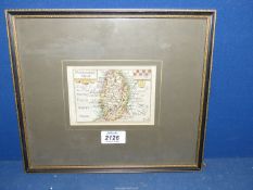A small framed, Van De Keen map of Nottinghamshire, after Speed 1627.