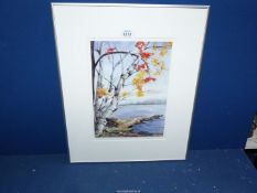 A framed and mounted Ltd Edition print 'Green Boat Lake Champlain' initialled lower left J.