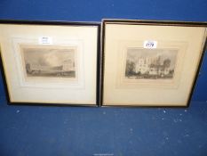 Two framed and mounted Etchings to include; 'Woolaton Hall,