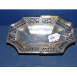 A large Victorian Silver octagonal footed pierced work Basket with floral and arch pattern panels,